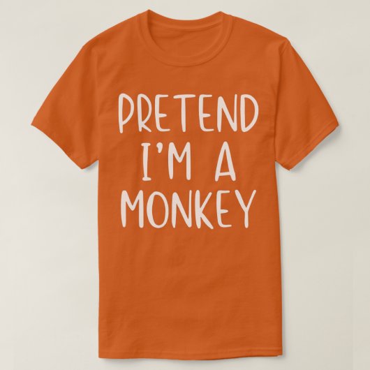 Pretend Monkey Costume Halloween Lazy Easy  Tシャツ (デザイン正面)