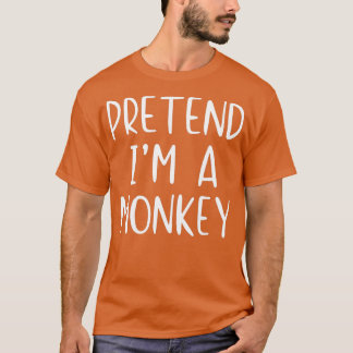 Pretend Monkey Costume Halloween Lazy Easy Tシャツ
