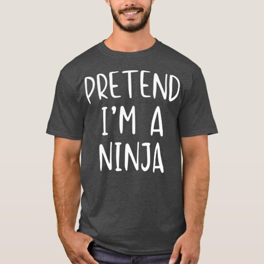 Pretend Ninja Costume Halloween Lazy Easy Tシャツ (正面)