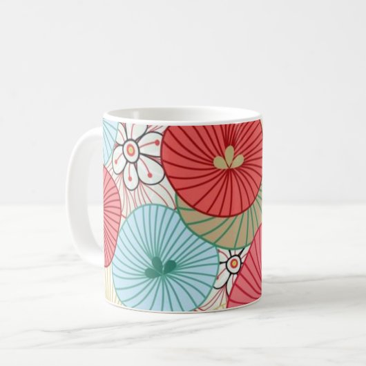 Pretty Abract Colorful Busy Floral Pattern コーヒーマグカップ (正面左)