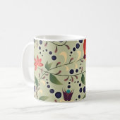Pretty Abstract Flower Pattern on Sage Green コーヒーマグカップ (正面左)