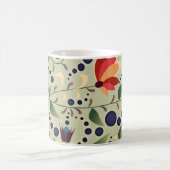 Pretty Abstract Flower Pattern on Sage Green コーヒーマグカップ (中央)