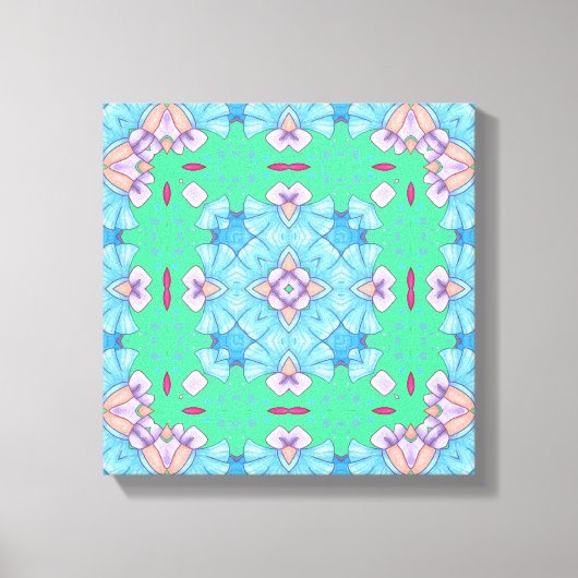 Pretty Abstract Home Wall Art blue green and pink キャンバスプリント (正面)