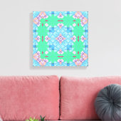 Pretty Abstract Home Wall Art blue green and pink キャンバスプリント (インサイチュ (リビング))