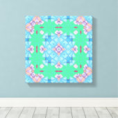 Pretty Abstract Home Wall Art blue green and pink キャンバスプリント (インサイチュ (ウッドフロア))