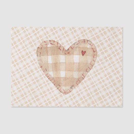 Pretty and classy farm house checked Heart Brown 薄葉紙 (正面)