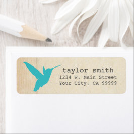 Pretty Aqua Hummingbird Return Address Labels ラベル