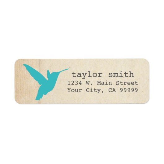 Pretty Aqua Hummingbird Return Address Labels ラベル (正面)