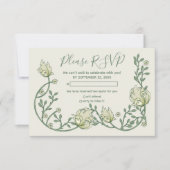 Pretty art nouveau flowers rsvp card (正面)