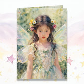 Pretty Asian Fairy Girl Happy Birthday カード
