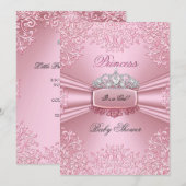 Pretty Baby Shower Girl Pink Princess Tiara ランジェリー 招待状 (正面/裏面)