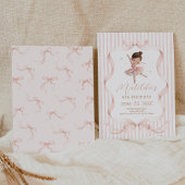 Pretty Ballerina Pink Bow Ribbon Ballet Birthday 招待状