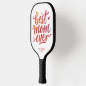 Pretty Best Mom Ever Red And White Brush Script ピックルボールラケット (左)