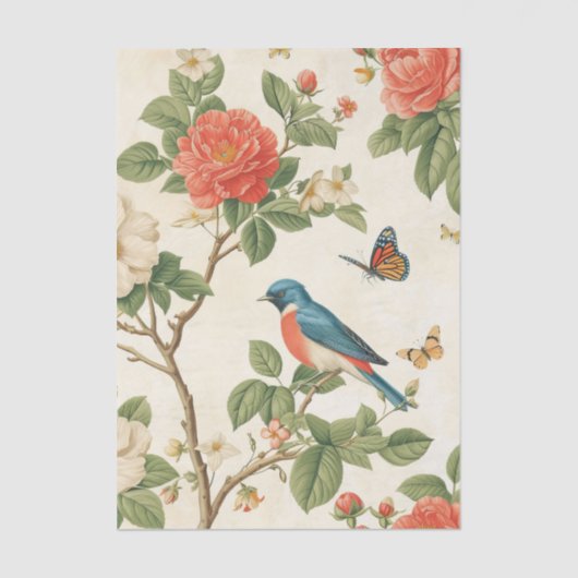 Pretty Bird and Butterflies with Peony Branches 薄葉紙 (正面)