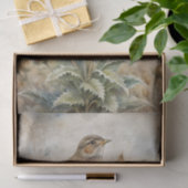 Pretty Bird Perched on Purple Thistle Flowers 薄葉紙 (ギフト)