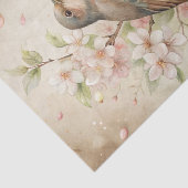 Pretty Bird Perched on White Floral Branch 薄葉紙 (詳細)