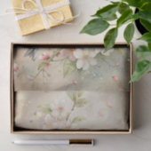 Pretty Bird Perched on White Floral Branch 薄葉紙 (ギフト)