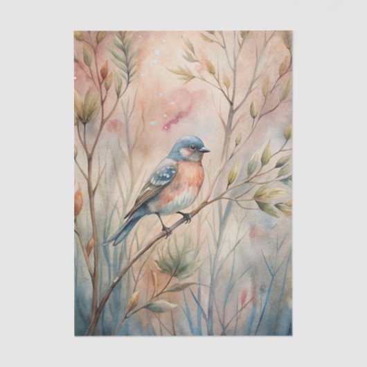 Pretty Bird Sitting on a Branch on Soft Background 薄葉紙 (正面)