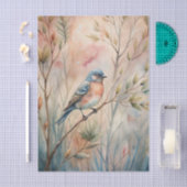 Pretty Bird Sitting on a Branch on Soft Background 薄葉紙 (クラフト)