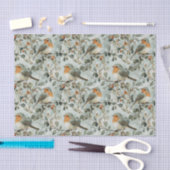 Pretty Birds on Branches Warm Fall Colors Pattern 薄葉紙 (クラフト)