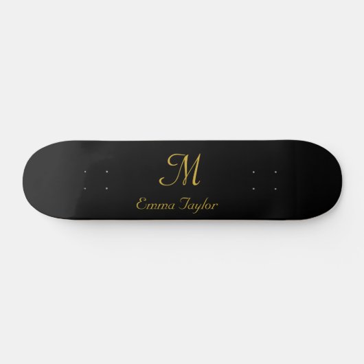 Pretty Black and Gold Monogram Script Name   スケートボード (横)