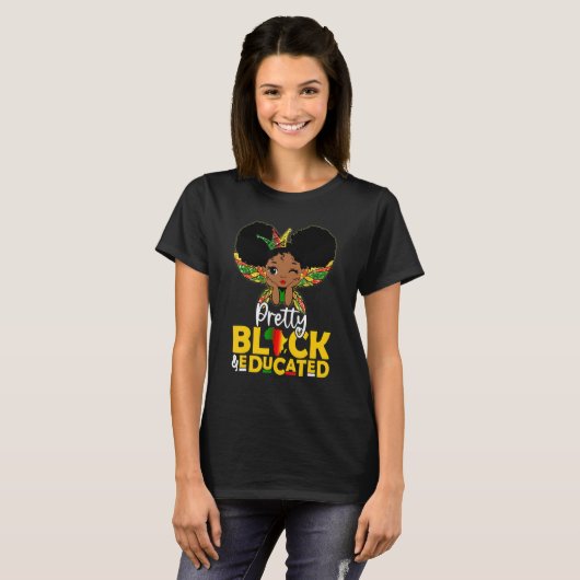 Pretty Black Educated Black History Month Kids Gir Tシャツ (正面フル)