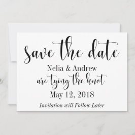 Pretty Black on White Typography Save the Date 2 セーブザデート