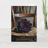 Pretty Black Rose on Rustic Chair Valentine's Day カード (正面)