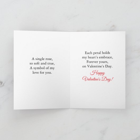 Pretty Black Rose on Rustic Chair Valentine's Day カード (内部)