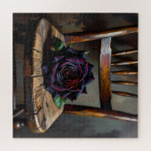 Pretty Black Rose on Rustic Chair Valentine's Day ジグソーパズル (横)