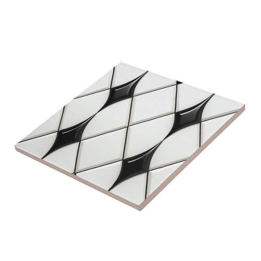 Pretty Black White Diamond Pattern タイル (側面)
