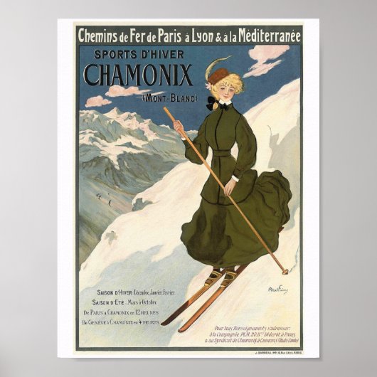 Pretty Blonde Girl Skiing in Chamonix ポスター (正面)