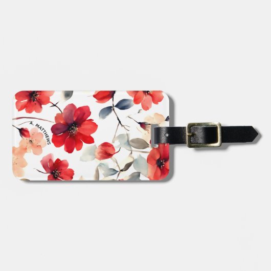 Pretty Blooming Red Blossoms Custom Floral ラゲッジタグ (正面横)