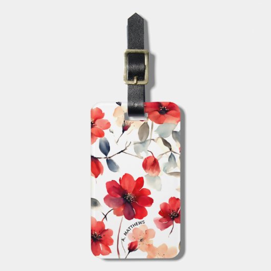 Pretty Blooming Red Blossoms Custom Floral ラゲッジタグ (正面縦)