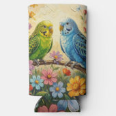 Pretty  Blue and Green Parakeets  スリム缶クーラー (裏面)