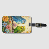 Pretty Blue and Green Parakeets ラゲッジタグ (正面横)