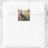 Pretty Blue and Turquoise Peacock スクエアシール (バッグ)