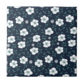 Pretty Blue and White Floral Pattern タイル (正面)