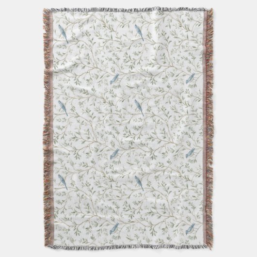 Pretty Blue Birds スローブランケット (正面縦)