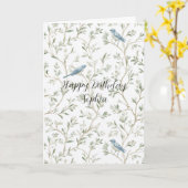 Pretty Blue Birds Birthday カード (黄色い花)