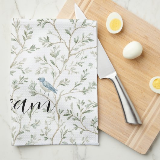 Pretty Blue Birds Dream キッチンタオル (四つ折り)
