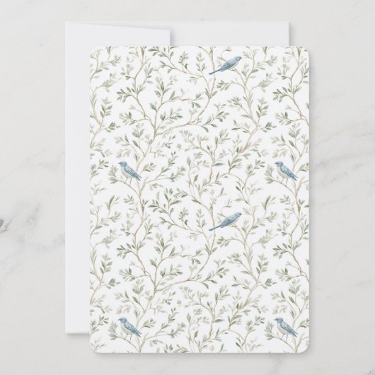 Pretty Blue Birds Dream Bridal Shower 招待状 (裏面)