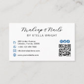 Pretty Blue Bow Beauty QR Code 名刺 (裏面)