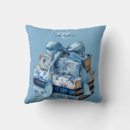 Pretty Blue Bow Bookish クッション (裏面)