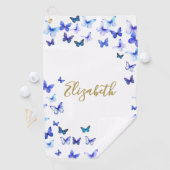 Pretty Blue Butterflies Custom Name Golf Towel ゴルフタオル (インサイチュ)