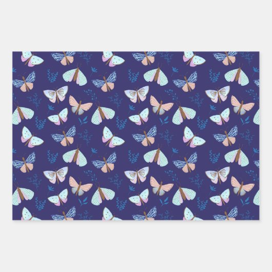 Pretty blue Butterfly Wrapping Paper ラッピングペーパーシート (正面)