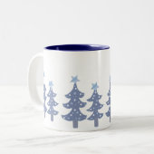 Pretty Blue Christmas Trees ツートーンマグカップ (正面左)