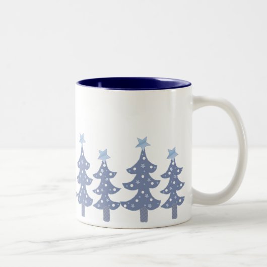 Pretty Blue Christmas Trees ツートーンマグカップ (右)