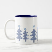 Pretty Blue Christmas Trees ツートーンマグカップ (左)