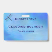 Pretty Blue Dragonfly Business Artist Crafter  バッジ (裏面)